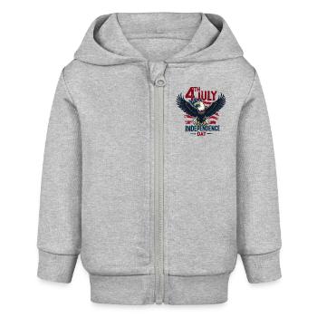 Amerika USA Adler 4th July Independence Day - Baby Organic Kapuzenjacke Baby Connector von Stanley/Stella - Grau meliert - Vorne
