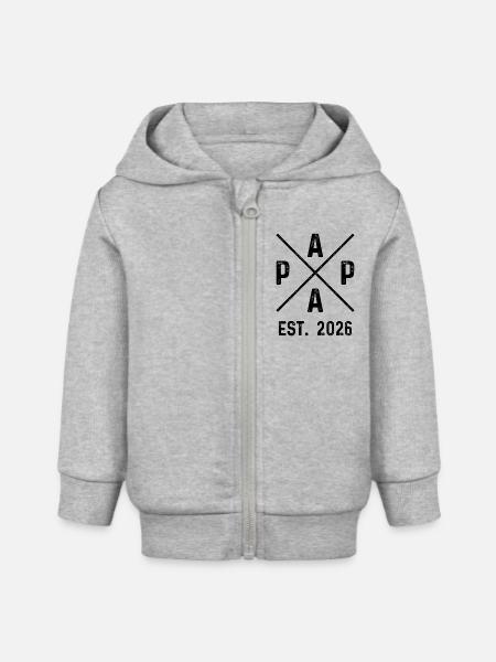 Papa Est. 2026 - Stanley/Stella baby zip-hættetrøje økologisk - grå meleret