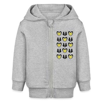 Schwarze Katzen mit Herzen, ein toller Hingucker. - Baby Organic Kapuzenjacke Baby Connector von Stanley/Stella - Grau meliert - Vorne