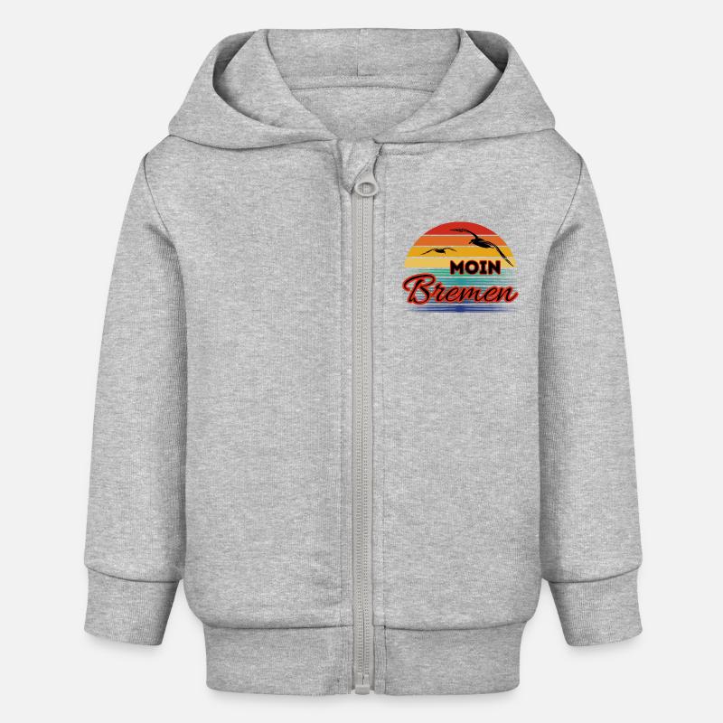 Moin Bremen avec mouette dans un style rétro - Veste à capuche bébé bio Stanley/Stella - gris chiné