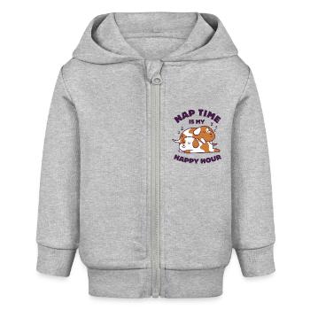 Nap Time is my Happy Hour - Baby Organic Zip-up Hoodie by Stanley/Stella - heather grey - Front