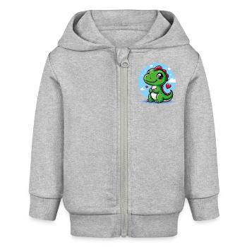 Süßer Dino - Baby Organic Kapuzenjacke Baby Connector von Stanley/Stella - Grau meliert - Vorne
