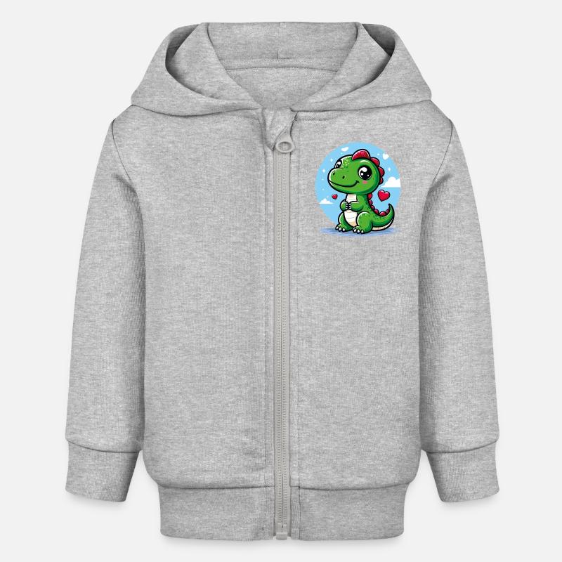 Dino mignon - Veste à capuche bébé bio Stanley/Stella - gris chiné