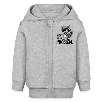 Not my problem! Raccoon - Baby Organic Zip-up Hoodie by Stanley/Stella - heather grey - Front