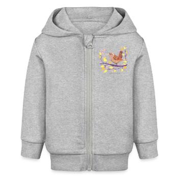troglodyte mignon - Veste à capuche bébé bio Stanley/Stella - gris chiné - Devant