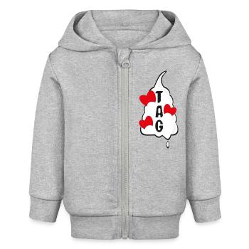 Sahne mit Herzen und viel Liebe. - Baby Organic Kapuzenjacke Baby Connector von Stanley/Stella - Grau meliert - Vorne