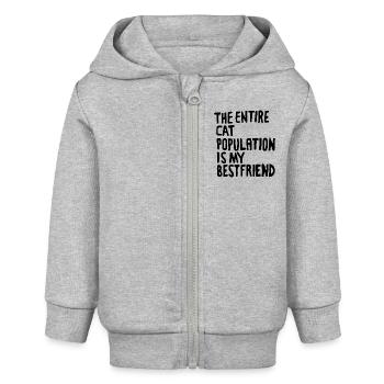 la population entière de chat est ma citation bestfriend - Veste à capuche bébé bio Stanley/Stella - gris chiné - Devant