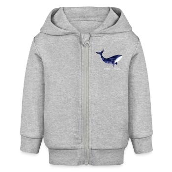 Baleine - Veste à capuche bébé bio Stanley/Stella - gris chiné - Devant