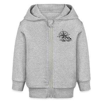 Compass Direction Mountain Graphic - Baby Organic Zip-up Hoodie by Stanley/Stella - heather grey - Front