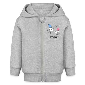 Poissons Drôles D’animaux - Veste à capuche bébé bio Stanley/Stella - gris chiné - Devant