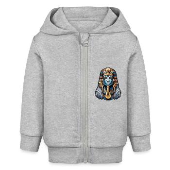 Egypte / Pharaon / Momies / Hiéroglyphes / Sphinx - Veste à capuche bébé bio Stanley/Stella - gris chiné - Devant