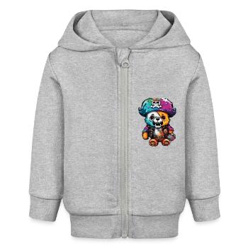 Teddybär / Kuscheltier / Stofftier / Geschenkidee - Baby Organic Kapuzenjacke Baby Connector von Stanley/Stella - Grau meliert - Vorne