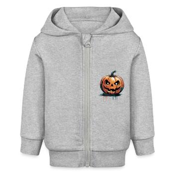 Halloween jack-o'-lanterns - Baby Organic Zip-up Hoodie by Stanley/Stella - heather grey - Front