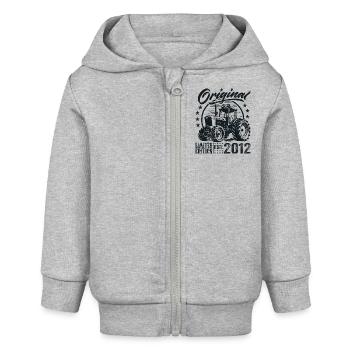 Original 2012 Jubiläum 2012 Farmer Traktor - Baby Organic Kapuzenjacke Baby Connector von Stanley/Stella - Grau meliert - Vorne