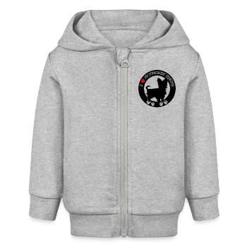 Yorkshire Dog Funny Graphic - Baby Organic Zip-up Hoodie by Stanley/Stella - heather grey - Front