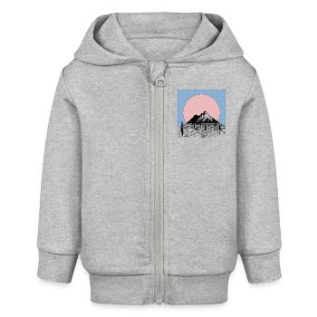 Esthétique de montagne Esthétique Graphique - Veste à capuche bébé bio Stanley/Stella - gris chiné - Devant