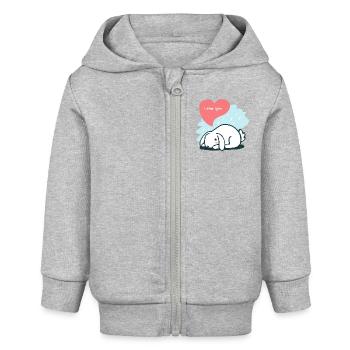 Ich vermisse dich lustige Tiere Grafik - Baby Organic Kapuzenjacke Baby Connector von Stanley/Stella - Grau meliert - Vorne