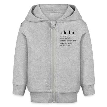 Aloha Zitat - Baby Organic Kapuzenjacke Baby Connector von Stanley/Stella - Grau meliert - Vorne