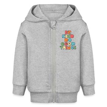 Sei freundlich, tue gute Dinge Inspiration Motivation - Baby Organic Kapuzenjacke Baby Connector von Stanley/Stella - Grau meliert - Vorne