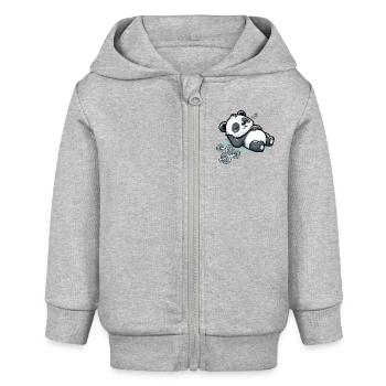 Panda The Struggle Is Real Weightlifting Gym Funny - Baby Organic Zip-up Hoodie by Stanley/Stella - heather grey - Front
