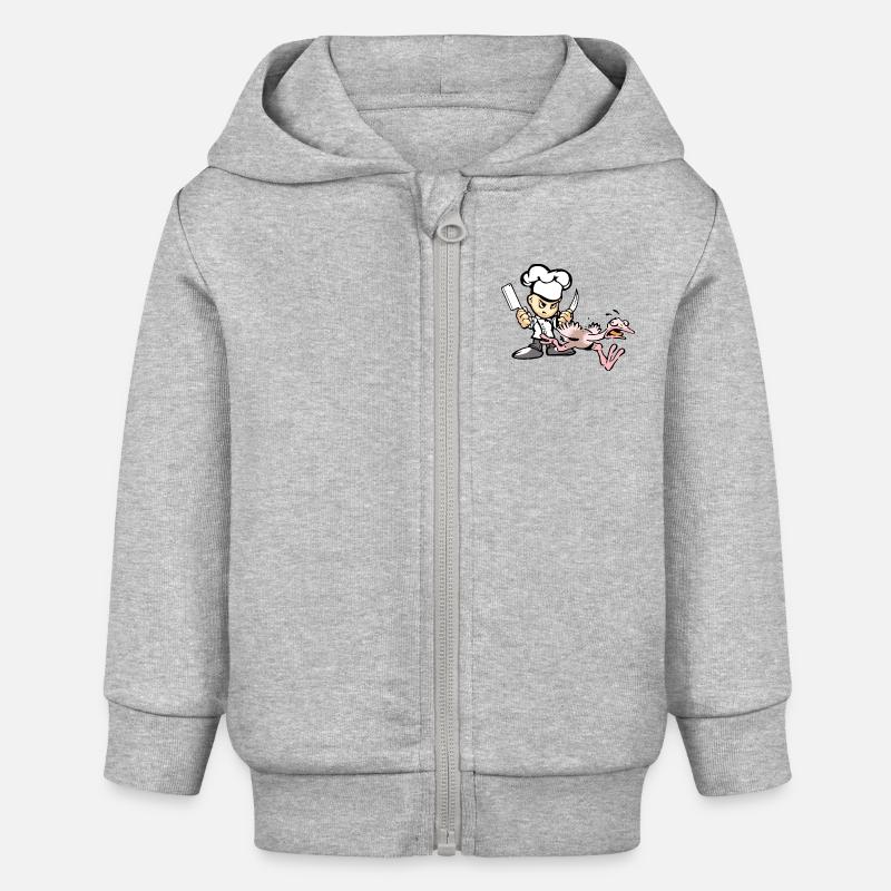 Drôle de chef gobble - Veste à capuche bébé bio Stanley/Stella - gris chiné