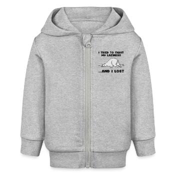 I Tried To Fight My Laziness And I Lost - Baby Organic Zip-up Hoodie by Stanley/Stella - heather grey - Front