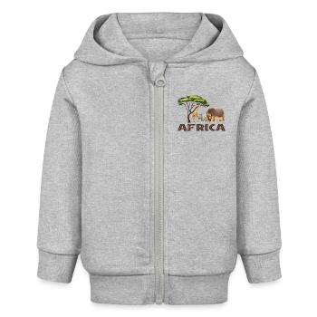 Afrika Grafik - Baby Organic Kapuzenjacke Baby Connector von Stanley/Stella - Grau meliert - Vorne