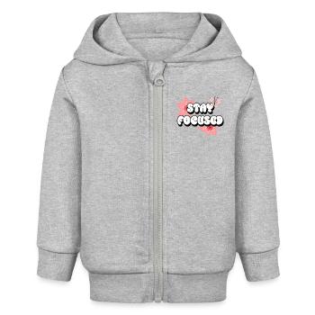 Restez concentré Affirmations positives Fleurs roses - Veste à capuche bébé bio Stanley/Stella - gris chiné - Devant