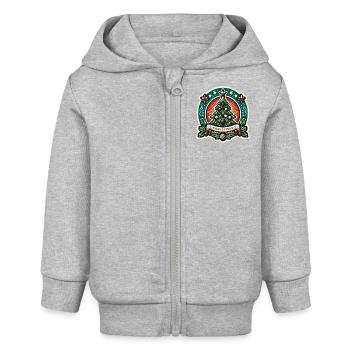 Vintage Christmas Tree Badge - Baby Organic Zip-up Hoodie by Stanley/Stella - heather grey - Front