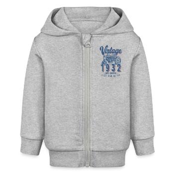 Vintage Tractor Farmer Birthday Born In 1932 - Baby Organic Zip-up Hoodie by Stanley/Stella - heather grey - Front