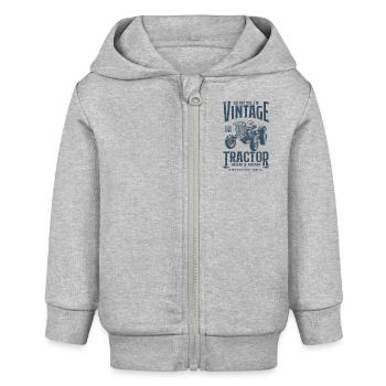 Vintage Traktor Bauer Geburtstag Jahrgang 1999 - Baby Organic Kapuzenjacke Baby Connector von Stanley/Stella - Grau meliert - Vorne