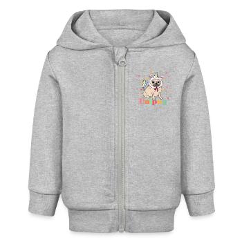 unipug graphic - Baby Organic Zip-up Hoodie by Stanley/Stella - heather grey - Front