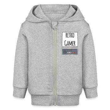 Gamer Retro - Baby Organic Kapuzenjacke Baby Connector von Stanley/Stella - Grau meliert - Vorne
