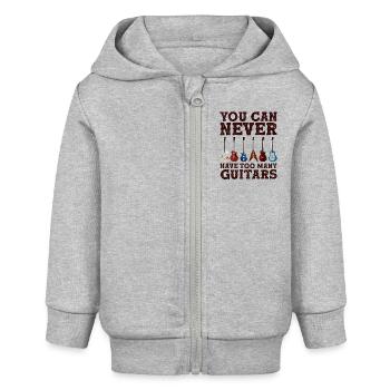 You Can Never Have Too Many Guitars graphic - Baby Organic Zip-up Hoodie by Stanley/Stella - heather grey - Front