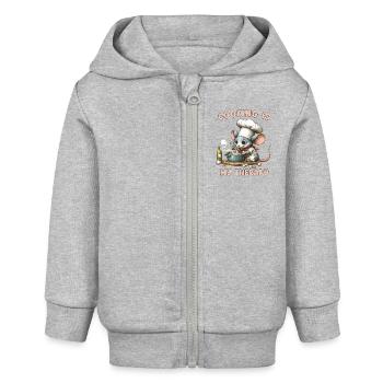 Rat Mouse Cook Chef cadeau La cuisine est ma thérapie - Veste à capuche bébé bio Stanley/Stella - gris chiné - Devant
