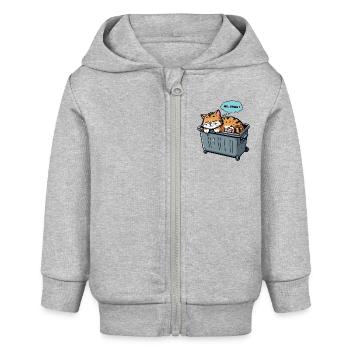 Pas aujourd’hui Chat Kawaii Mignon Dormir Sommeil Officiel - Veste à capuche bébé bio Stanley/Stella - gris chiné - Devant