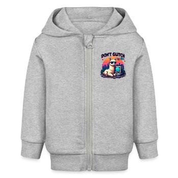 Don’t Glitch my Vibe - Alpaga Retro Gaming - Veste à capuche bébé bio Stanley/Stella - gris chiné - Devant