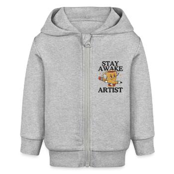 Bleib wach Künstler - Baby Organic Kapuzenjacke Baby Connector von Stanley/Stella - Grau meliert - Vorne