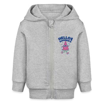 Hello Summer - Pastèque - Veste à capuche bébé bio Stanley/Stella - gris chiné - Devant