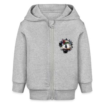 Free Palestina Gaza - Baby Organic Kapuzenjacke Baby Connector von Stanley/Stella - Grau meliert - Vorne