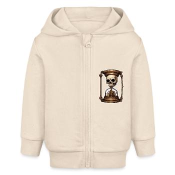Hourglass / Timepiece / Antique /Grains of Sand / Drain - Baby Organic Zip-up Hoodie by Stanley/Stella - soft Ecru - Front