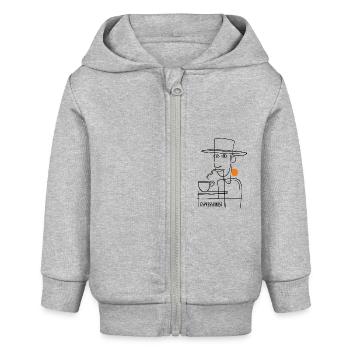 Espressionist - Espresso - Kaffee trinken - Baby Organic Kapuzenjacke Baby Connector von Stanley/Stella - Grau meliert - Vorne