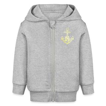 Anker Gold Hafen - Baby Organic Kapuzenjacke Baby Connector von Stanley/Stella - Grau meliert - Vorne