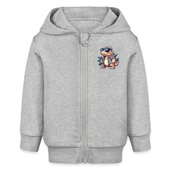 Dinosaur stegosaurus summer - Baby Organic Zip-up Hoodie by Stanley/Stella - heather grey - Front