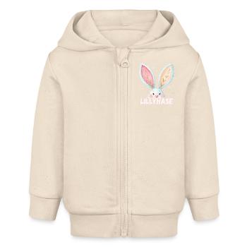 Name Lilly Hase Lillyhase Kosename - Baby Organic Kapuzenjacke Baby Connector von Stanley/Stella - Natur - Vorne