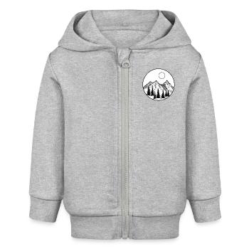 Dessin montagne et logo paysage montagne - Veste à capuche bébé bio Stanley/Stella - gris chiné - Devant