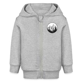 Camping, Berg- und Tannenbaum-Logo, Wohnmobile - Baby Organic Kapuzenjacke Baby Connector von Stanley/Stella - Grau meliert - Vorne
