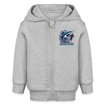 Monster-Haitopus - Baby Organic Kapuzenjacke Baby Connector von Stanley/Stella - Grau meliert - Vorne