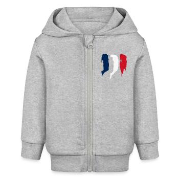 Drapeau de la France - Tricolore français - Veste à capuche bébé bio Stanley/Stella - gris chiné - Devant