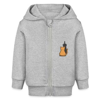 Katze Mittelfinger Schatten - Baby Organic Kapuzenjacke Baby Connector von Stanley/Stella - Grau meliert - Vorne